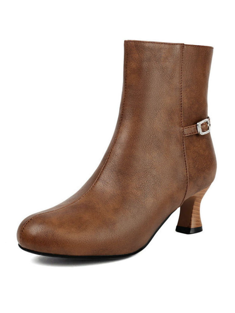 Stivaletti retrò in similpelle con cerniera laterale