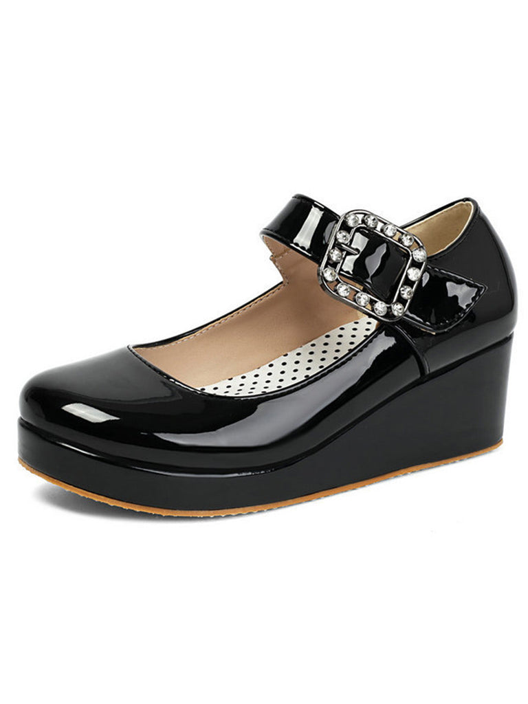 Scarpe Mary Jane Lolita con Cinturino e Fibbia Vintage