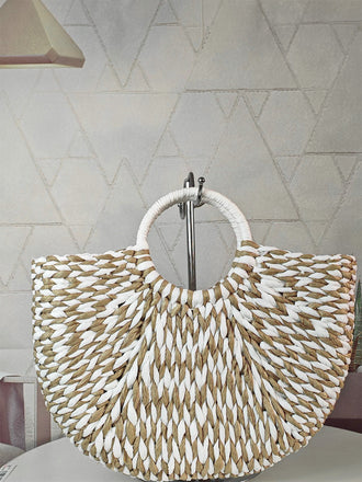 Vintage Handwoven Straw Beach Tote Borsa