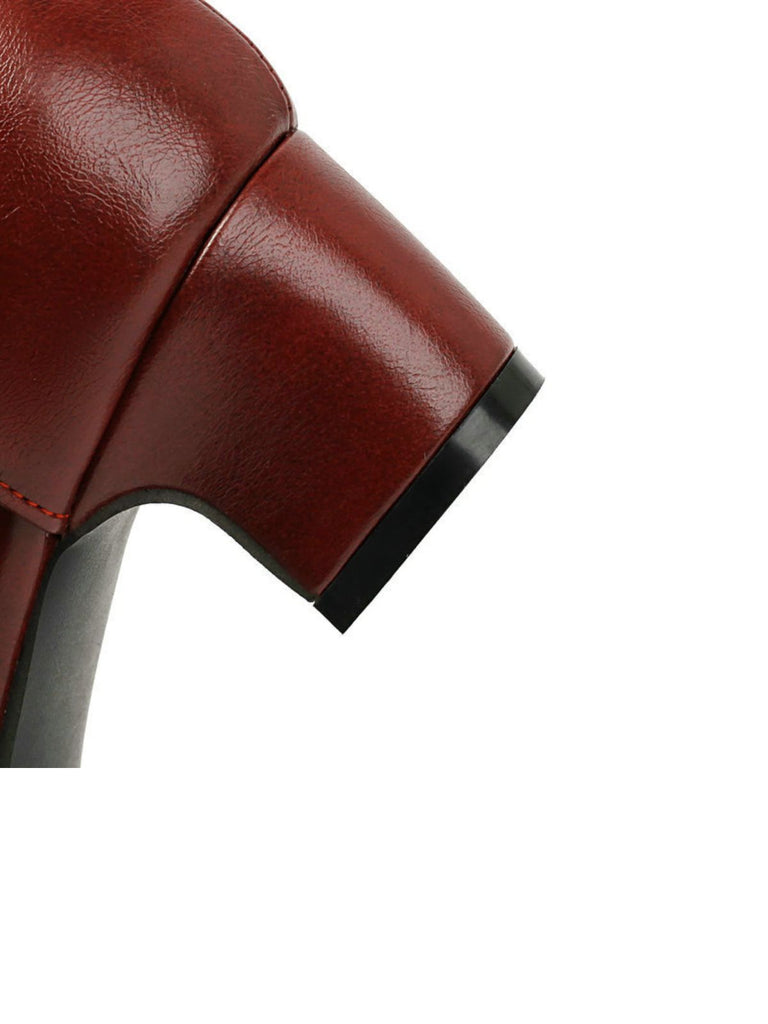 Scarpe Mary Jane Bicolori con Fiocco e Tacco Largo 6