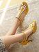 Peep Toe Hollow Out Color Block Strappy Heels 11