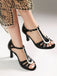 Peep Toe Hollow Out Color Block Strappy Heels 4