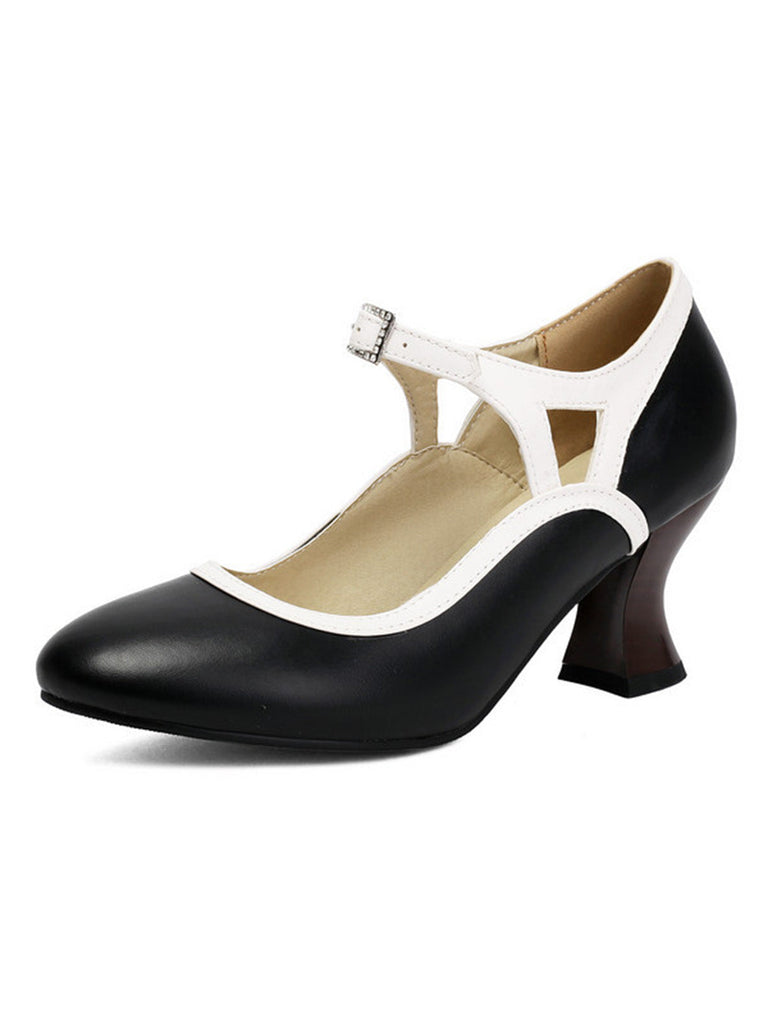 Scarpe Vintage a Punta con Tacco Cono Elegante
