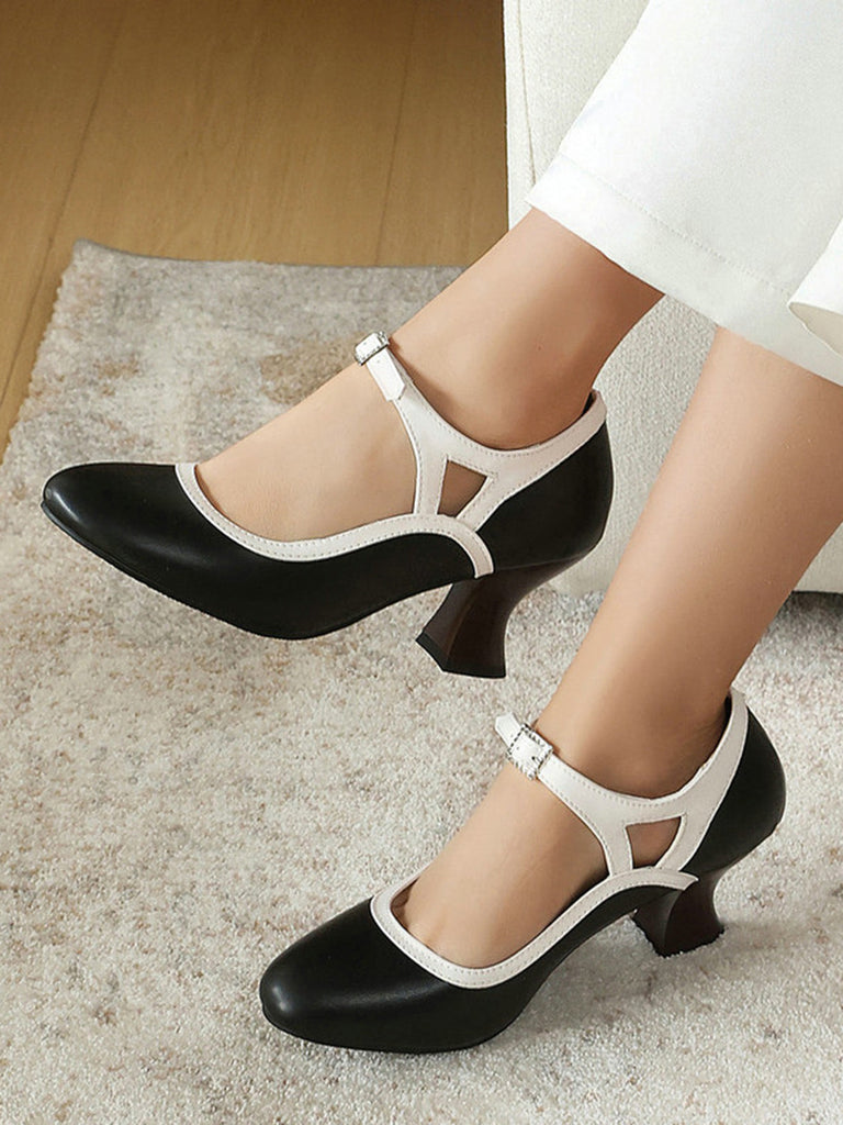 Scarpe Vintage a Punta con Tacco Cono Elegante 3