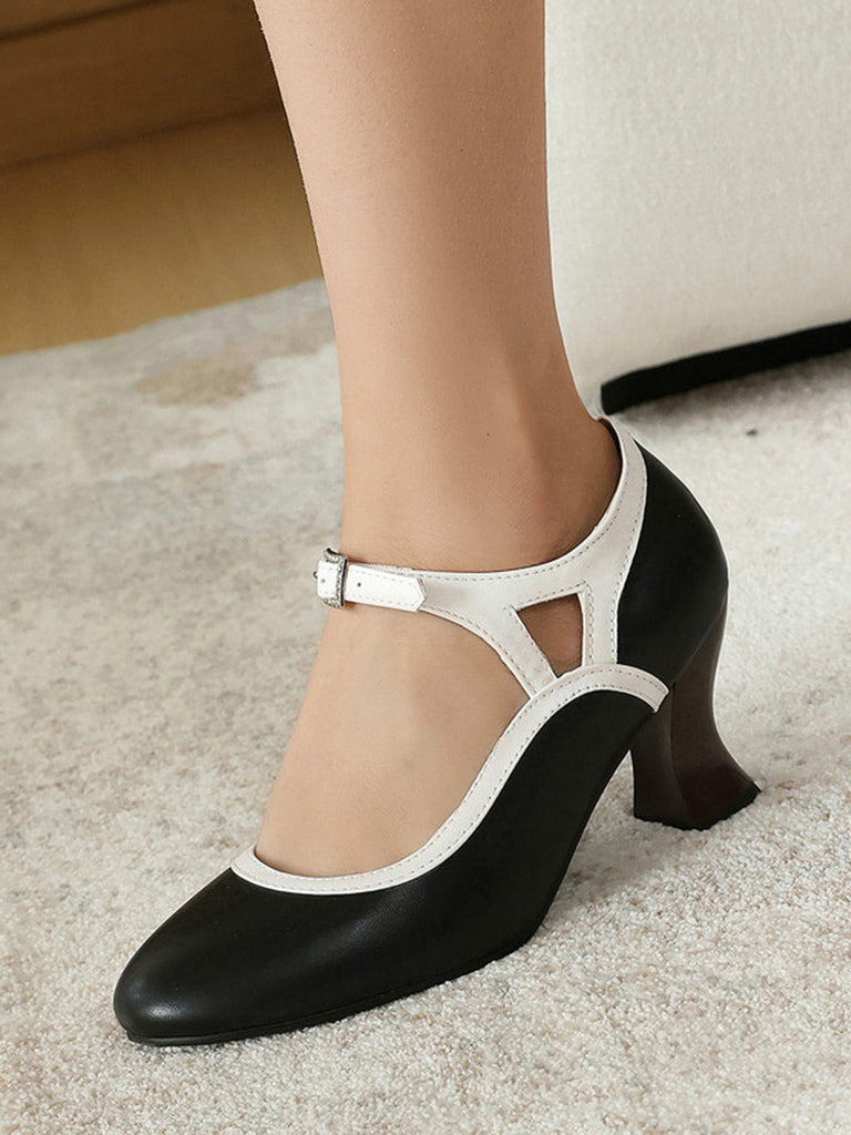 Scarpe Vintage a Punta con Tacco Cono Elegante 5