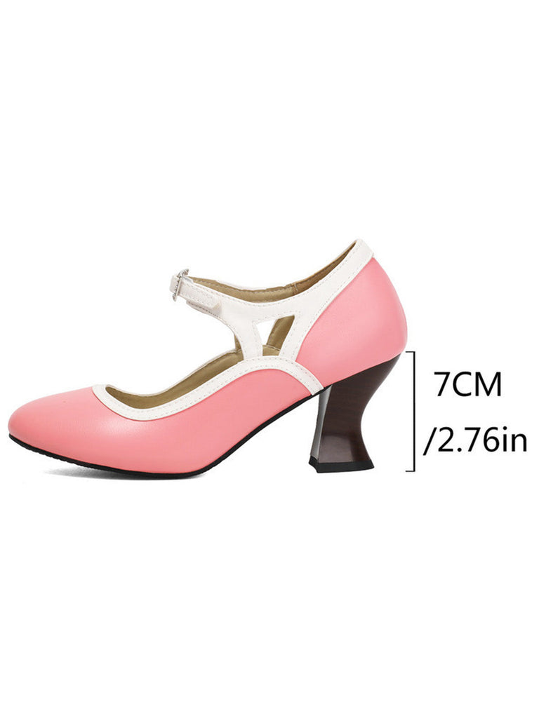 Scarpe Vintage a Punta con Tacco Cono Elegante 8