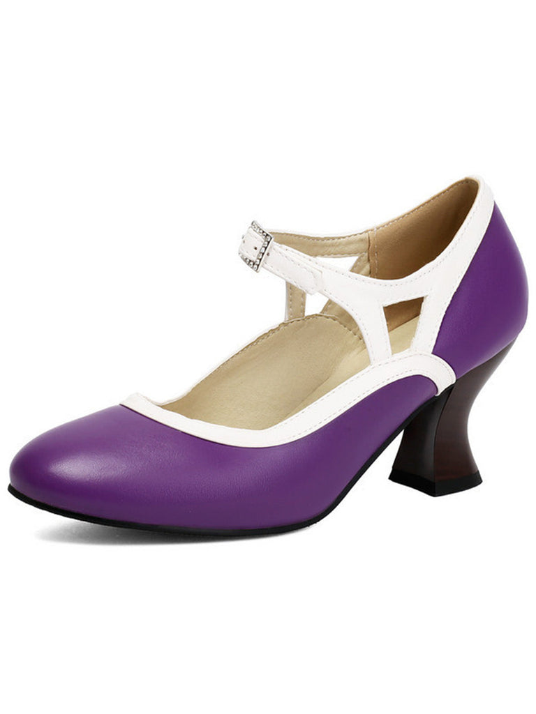 Scarpe Vintage a Punta con Tacco Cono Elegante 16