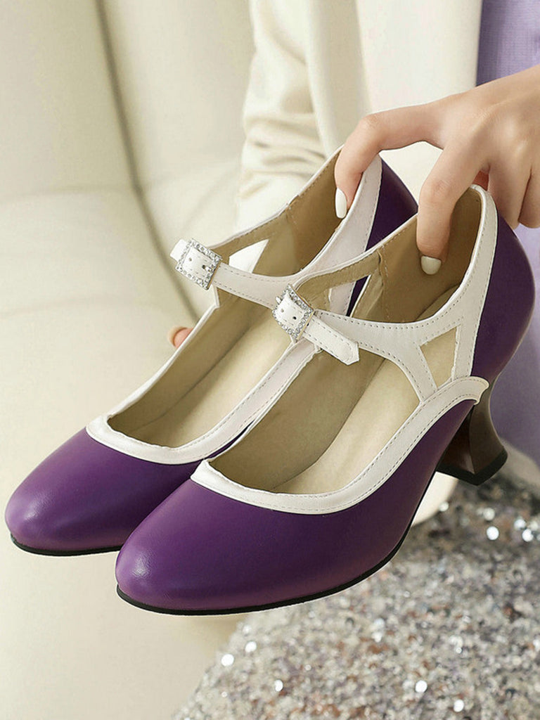Scarpe Vintage a Punta con Tacco Cono Elegante 18