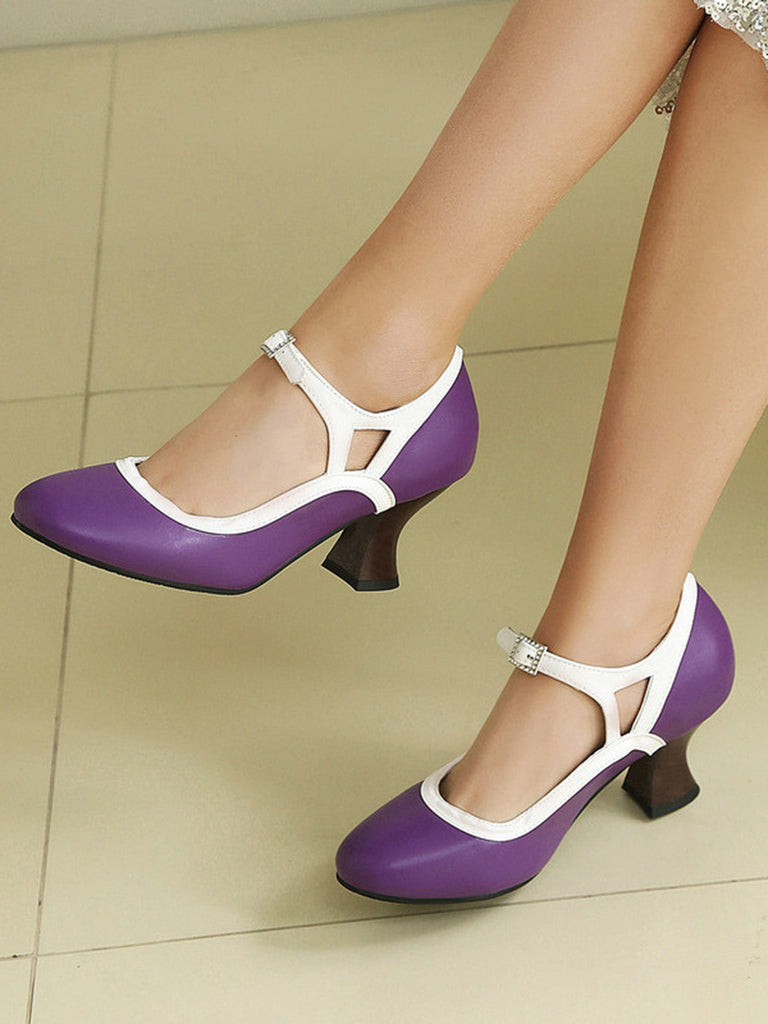 Scarpe Vintage a Punta con Tacco Cono Elegante 19