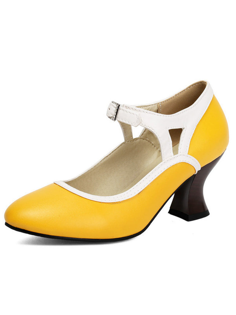 Scarpe Vintage a Punta con Tacco Cono Elegante 11