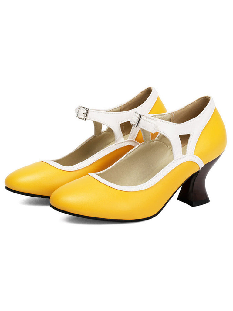 Scarpe Vintage a Punta con Tacco Cono Elegante 12