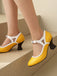 Scarpe Vintage a Punta con Tacco Cono Elegante 14