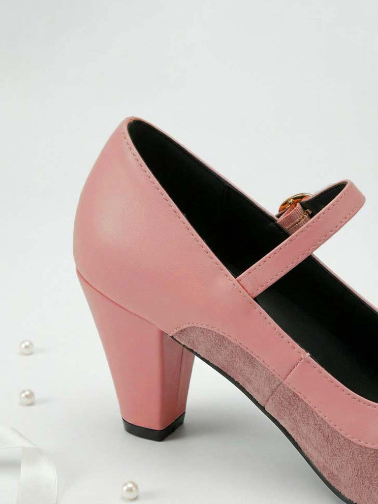 Décolleté Mary Jane a Punta con Fibbia e Tacco Largo Vintage 8