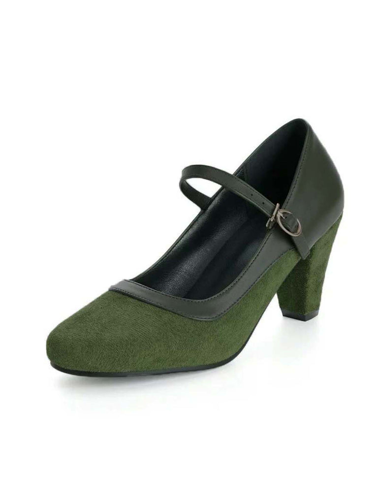 Décolleté Mary Jane a Punta con Fibbia e Tacco Largo Vintage 9
