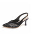 Décolleté Slingback in Pizzo Patchwork con Punta a Punta