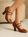 Scarpe Bordeaux in Pelle Tacco Largo Mary Jane 14