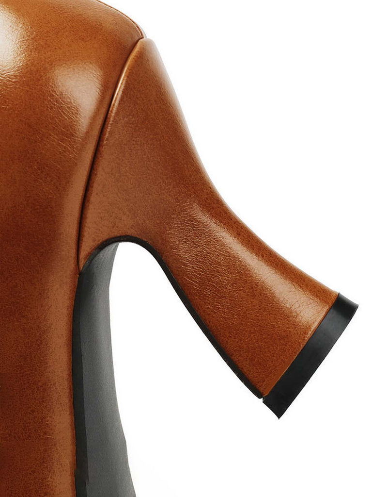 Scarpe Bordeaux in Pelle Tacco Largo Mary Jane 17