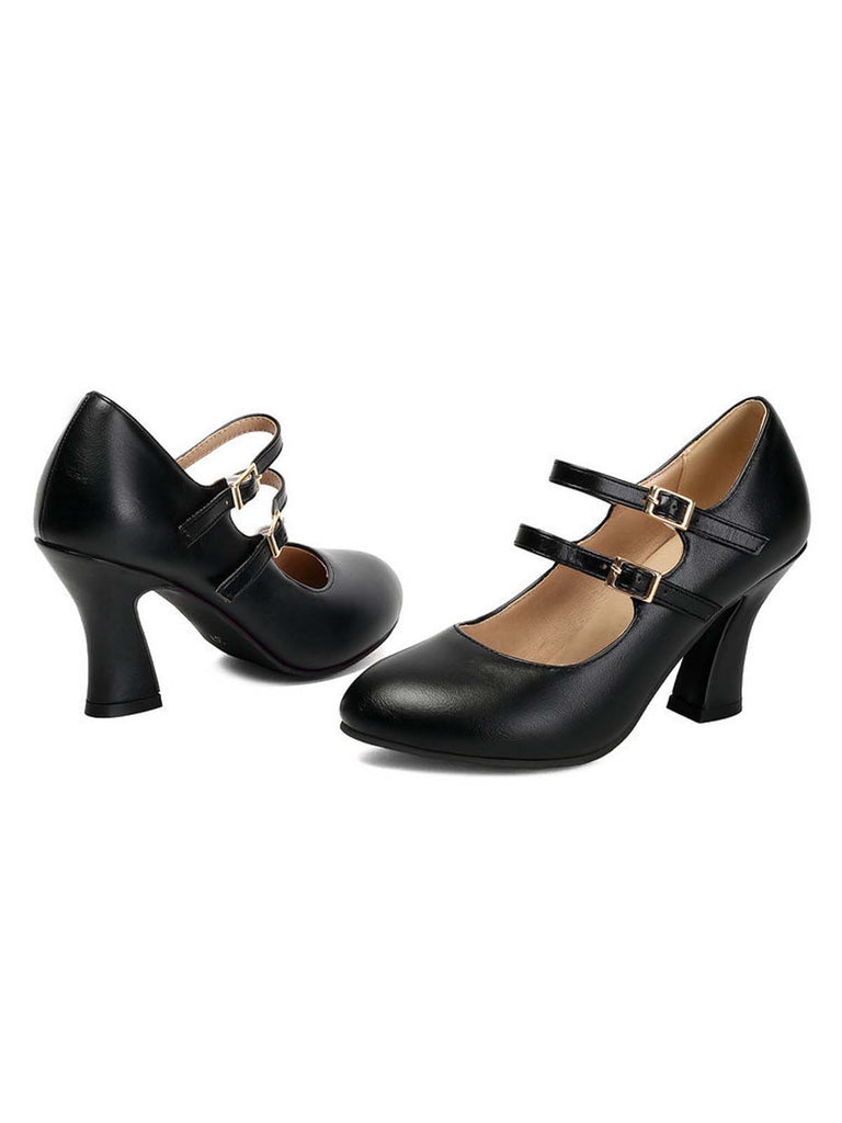 Scarpe Bordeaux in Pelle Tacco Largo Mary Jane 6