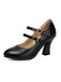 Scarpe Bordeaux in Pelle Tacco Largo Mary Jane 5