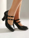 Scarpe Bordeaux in Pelle Tacco Largo Mary Jane 7