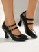 Scarpe Bordeaux in Pelle Tacco Largo Mary Jane 8