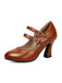 Scarpe Bordeaux in Pelle Tacco Largo Mary Jane 12