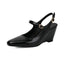 Scarpe Nero Faux in Pelle Pointed-toe Wedge-heeled con Buckles
