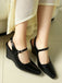 Scarpe Nero Faux in Pelle Pointed-toe Wedge-heeled con Buckles 3