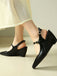 Scarpe Nero Faux in Pelle Pointed-toe Wedge-heeled con Buckles 4