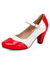 Scarpe Mary Jane in Vernice Colorblock Tacco Grosso 7