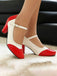 Scarpe Mary Jane in Vernice Colorblock Tacco Grosso 10