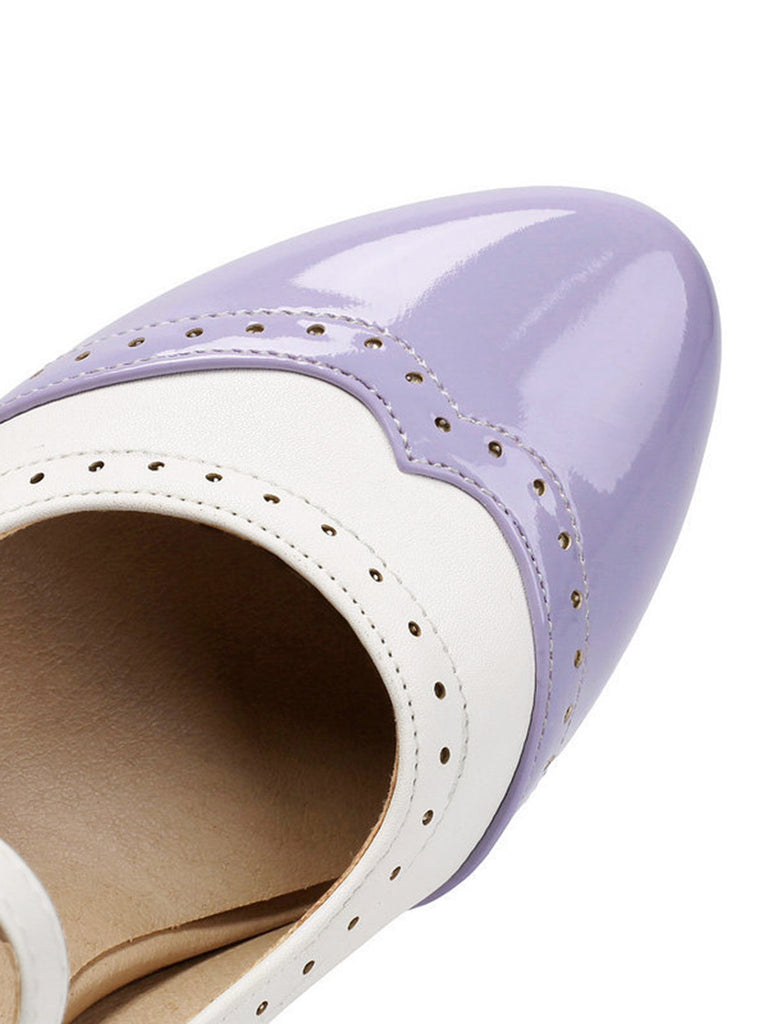 Scarpe Mary Jane in Vernice Colorblock Tacco Grosso 14