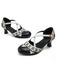 Scarpe Mary Jane Bicolore con Cinturini Incrociati Tacco Basso 6