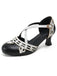 Scarpe Mary Jane Bicolore con Cinturini Incrociati Tacco Basso 5