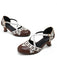Scarpe Mary Jane Bicolore con Cinturini Incrociati Tacco Basso 11