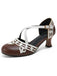 Scarpe Mary Jane Bicolore con Cinturini Incrociati Tacco Basso 9