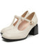 Scarpe Mary Jane con Cinturino a T Fibbia Tacco a Cono 3