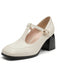 Scarpe Mary Jane con Cinturino a T Fibbia Tacco a Cono 4