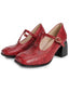 Scarpe Mary Jane con Cinturino a T con Fibbia e Tacco a Cono