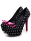 Scarpe a Pois con Tacco a Spillo e Fiocco in Tela