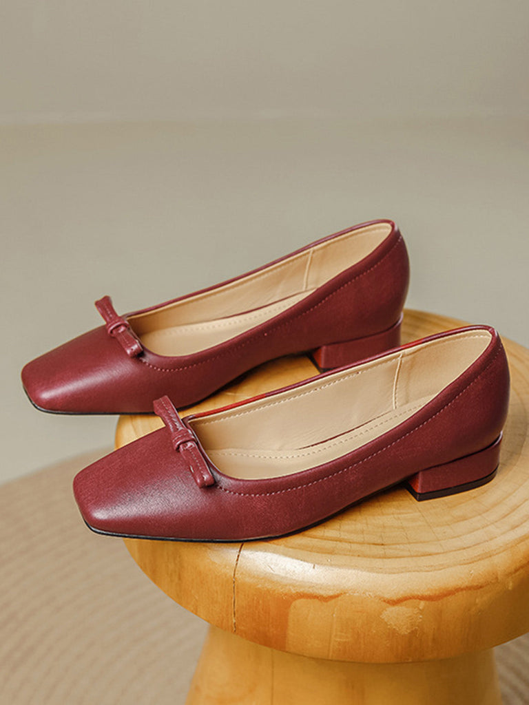 Ballerine Bordeaux Vintage con Fiocco Punta Quadrata Slip-On 3
