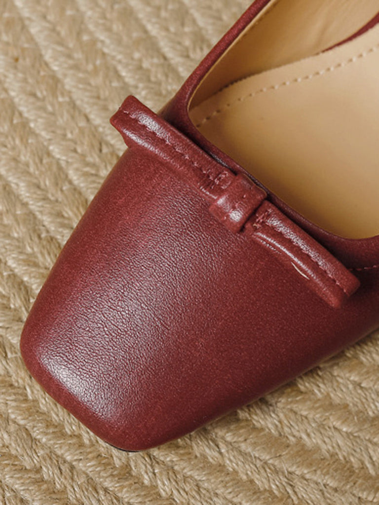 Ballerine Bordeaux Vintage con Fiocco Punta Quadrata Slip-On 7