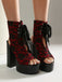 Scarpe Nero in Pizzo Open Toe con Allacciatura Tacco Largo 17