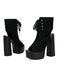 Scarpe Nero in Pizzo Open Toe con Allacciatura Tacco Largo 7