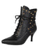 Scarpe Nero Gotico Pointed Toe in Pizzo‑up Gold a Bottone Boots