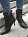 Scarpe Nero Gotico Pointed Toe in Pizzo‑up Gold a Bottone Boots 2