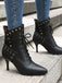 Scarpe Nero Gotico Pointed Toe in Pizzo‑up Gold a Bottone Boots 3