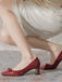 Décolleté Bordeaux in Camoscio Sintetico con Punta Quadrata e Fiocco e Tacco Largo 3