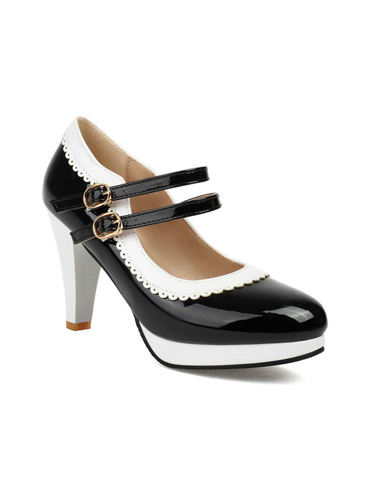 Scarpe Mary Jane retrò con tacchi alti spessi