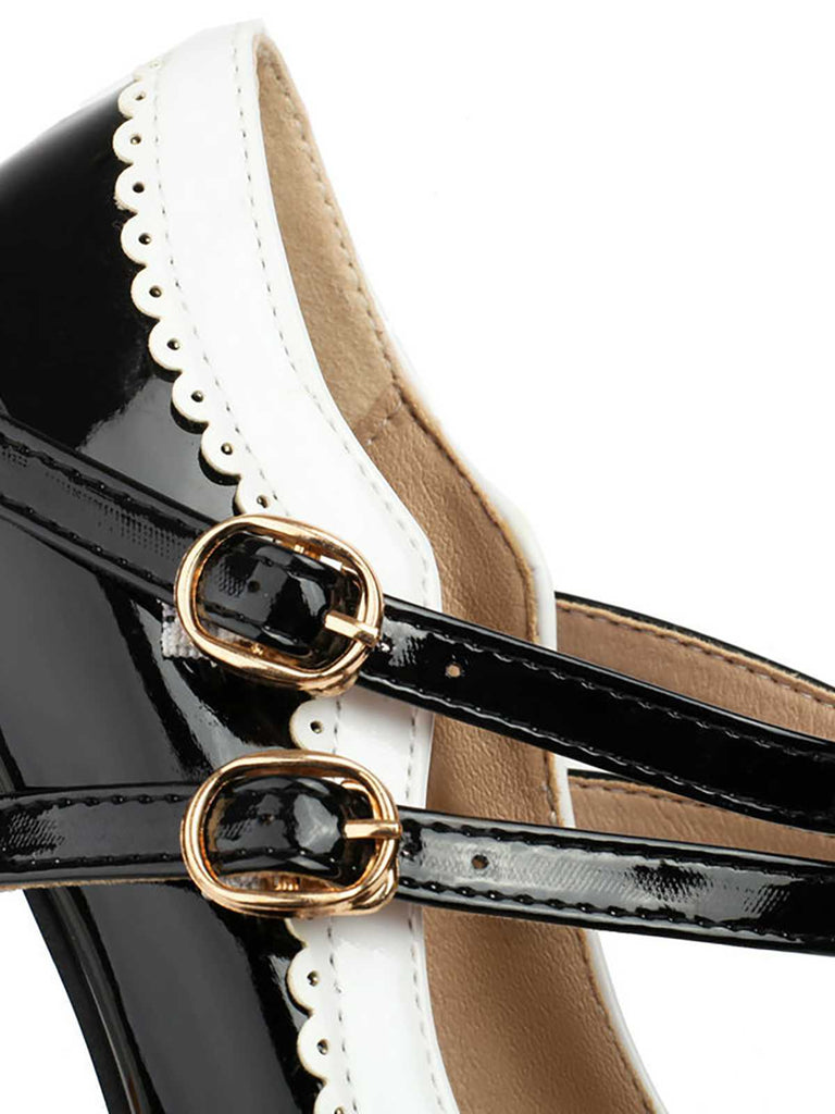 Scarpe Mary Jane retrò con tacchi alti spessi